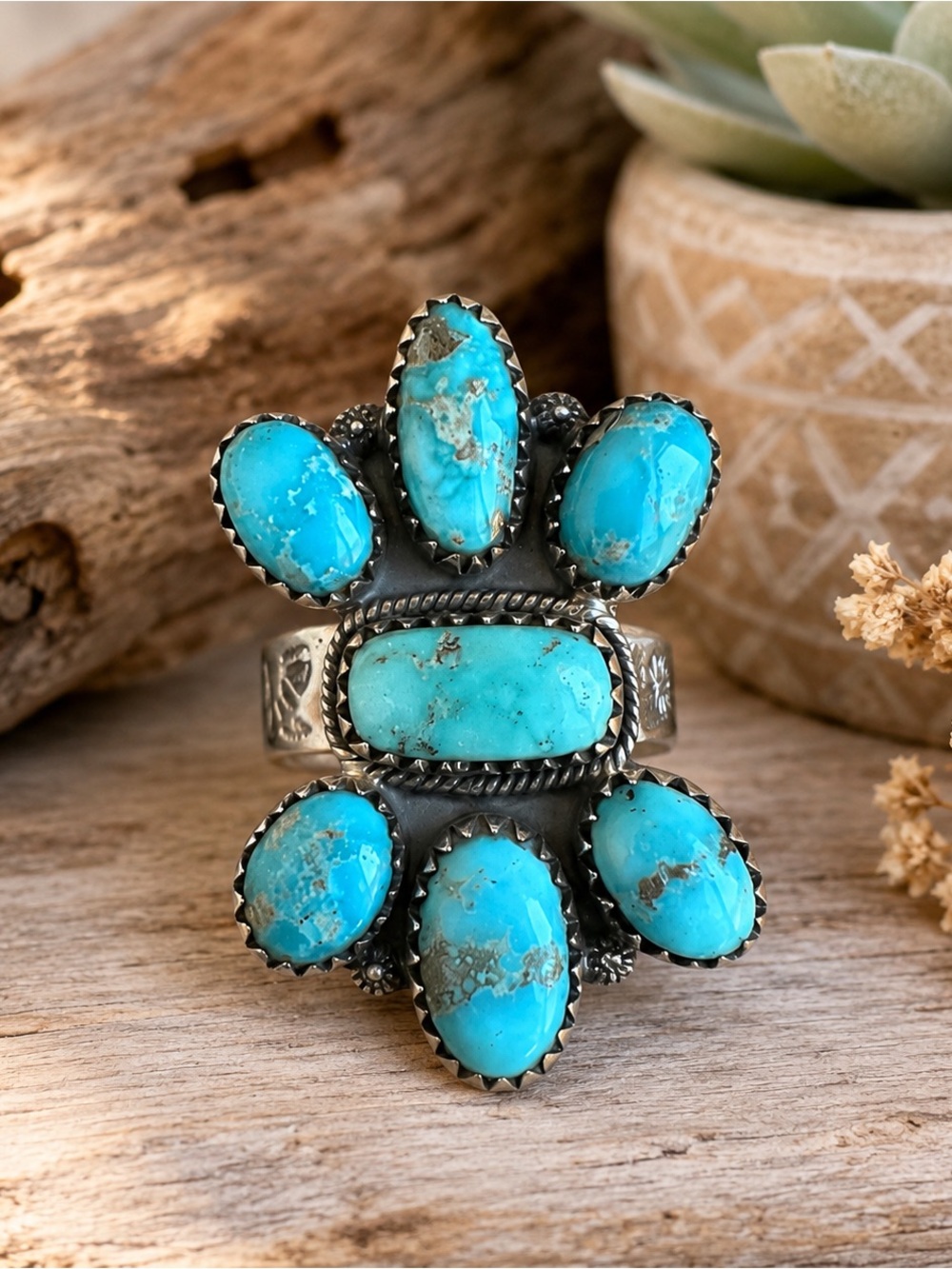 SOLD White Water Turquoise Adjustable Sterling Silver Ring 🩵 - Picture 1 of 6